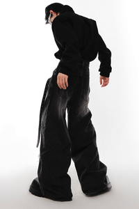 Pantalones Vaqueros Anchos de Mujer de Alta Calidad, Pantalones de Mezclilla de Pierna Recta con Bolsillos Cargo y Cintura Alta, Estilo Casual - Product Image 2