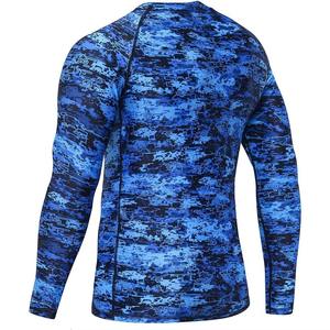 Men's Full Sleeve Rash Guard Sublimation Print Quick Dry Polyester <b>Top</b> Blue <b>Camo</b> Pattern Adult Size - Product Image 2