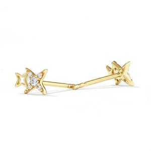 Boucles d'oreilles tendance modernes en or 10K et argent sterling 925, certifiées IGI, avec diamants pavés, motif double étoile, cadeau pour filles - Product Image 1