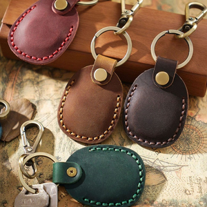Vintage Genuine <b>Leather</b> Embossed Keychain Antique Brass Clasp Hand-Stitched <b>Key</b> Ring Holder Wholesale OEM Custom Logo B2B - Product Image 3