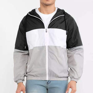 Men Hooded <b>Windbreaker</b> Jacket Color Blocking Green <b>Black</b> Lightweight Zipper Casual Spring Wear - Product Image 4