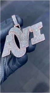 Colgante de Letra Personalizado con Logotipo, Joyería Hip Hop Iced Out, para Cadena Cubana, Plata 925, Moissanita, Letra Inicial o Número - Product Image 4