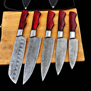 LEGACY BLADES Professional Damascus Chef <b>Knife</b> <b>Set</b> 5-Piece Wooden Handle Handmade Razor <b>Sharp</b> Ambidextrous Kitchen <b>Set</b> - Product Image 1