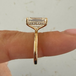 5 CT Emerald Cut Lab Grown <b>Diamond</b> Solitaire Engagement <b>Ring</b>, 14K Gold Hidden Halo <b>Ring</b>, Igi Certified - Product Image 2