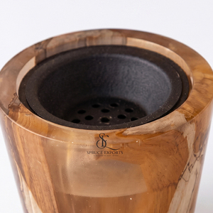 Brûleur à Bakhoor de Luxe en Résine et Bois avec Coupe à Encens en Métal, Finition Multicolore Idéal pour les Parfums Oud, la Décoration Intérieure et les Cadeaux - Product Image 4