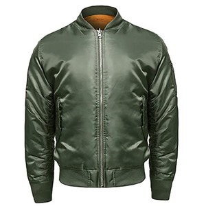 Men's Blue Bomber <b>Jacket</b> Stand Collar <b>Zipper</b> Casual Autumn Wear Polyester Windproof Solid Color Regular Fit - Product Image 3