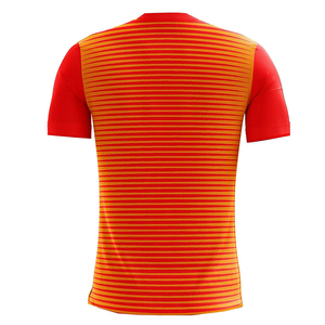 เสื้อฟุตบอลผู้ชายสีแดงส้มลายทางพิมพ์ลายแบบซับลิเมชั่น แขนสั้น ระบายเหงื่อได้ดี คอกลม ทรงปกติ ใส่ได้ทุกฤดู - Product Image 2