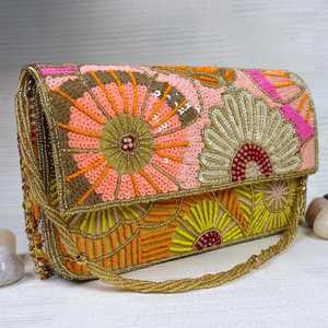 Traditional Ethnic Polyester Embroidery Lightweight Customizable Design Clutch <b>Bag</b> Women Handmade Artistic Craft Spacious - Product Image 6