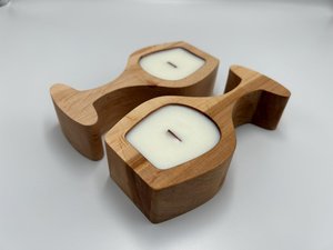 Portavelas de Madera Premium con Forma de Copa de Vino, Centro de Mesa Decorativo de Madera de Mango Rústica para Hogares Modernos - Product Image 1