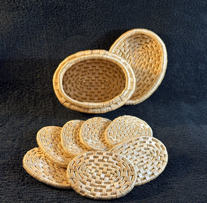 Ensemble de tapis en rotin pur fait main, design classique et unique, sous-verres pour le rangement des accessoires à thé - Product Image 6