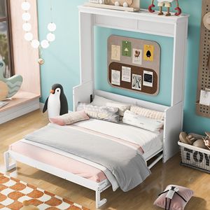 Letto a scomparsa matrimoniale bianco con mensola integrata - Product Image 4