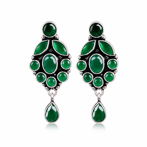 Fashion Zircon Oxidized <b>Silver</b> <b>Dangle</b> <b>Earrings</b> | Teardrop Drop Statement <b>Earrings</b> | Wholesale Jewelry - Product Image 6