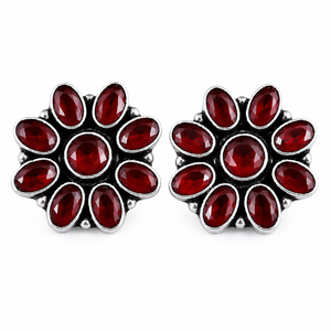 Direct Factory Oxidized Silver Flower <b>Stud</b> <b>Earrings</b> Pear Cut <b>Turquoise</b> Flower Design | Bohemia Style Party Women's Wholesale - Product Image 1