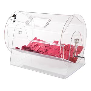 Tamburo Professionale in Acrilico per Lotterie con 2 Chiavi, Gabbia Trasparente Girevole per Estrazioni, Forniture per Feste per 10.000 Biglietti - Product Image 1