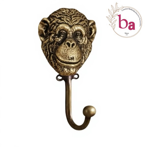 Ba Chimpanzee Head Wall Hook Cast Iron Handmade Eco-Friendly <b>Novelty</b> Coat Hanger Single Hook Cartoon Animal Design Self-adhesive - Product Image 3