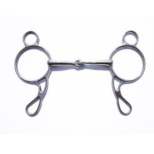 Mors de cheval en acier inoxydable avec sangles en cuir noir et anneaux métalliques, équipement d'équitation - Product Image 6