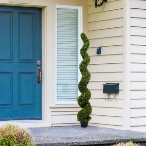 Árbol Topiario Espiral Artificial de 6 Pies para Jardín Exterior, Plantas Grandes Retorcidas Verdes en Maceta de Boj para Porche Delantero y Patio, Elegante - Product Image 1