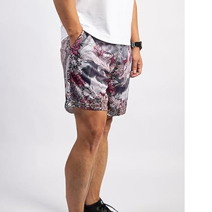 กางเกงขาสั้นออกกำลังกายลายพรางขายส่งสำหรับผู้ชาย พิมพ์ลายโลโก้แบบซับลิเมชั่นตามสั่ง ผ้าฝ้ายเนื้อหนา มีเชือกผูก เหมาะสำหรับวิ่งและฟิตเนส - Product Image 5