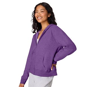 Sweat-shirts à capuche personnalisés pour femmes, coupe courte, en molleton 345 GSM, unis, amples, avec fermeture éclair - Product Image 2