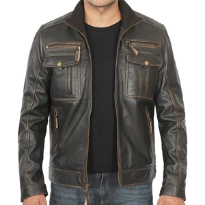 Men's Black PU <b>Leather</b> Moto <b>Jacket</b> Stand Collar Zipper Closure Slim Men Fashion Design New Arrival <b>Leather</b> <b>Jacket</b> For Men Pu fit - Product Image 1