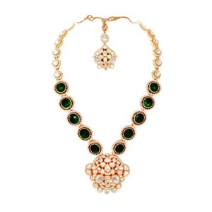 Royal polki kundan ชุดสร้อยคอหินเครื่องประดับที่ดี10575475GR - Product Image 2