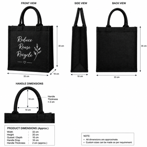 Reduce Reuse Recycle Jute Shopping <b>Bag</b> <b>Medium</b> <b>Size</b> Hand Carry Tote For Groceries - Product Image 2