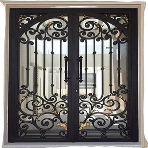 Porte d'entrée extérieure de luxe avec design décoratif en fer forgé, étanche, pour applications d'entrée modernes dans les villas - Product Image 2