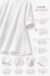 Wholesale Linen Cotton Women Midi <b>Dress</b> Eco Friendly <b>White</b> Simple Bohemian Party <b>Dress</b> Luxury Neck Sleeveless Cuffed Breathable - Product Image 2