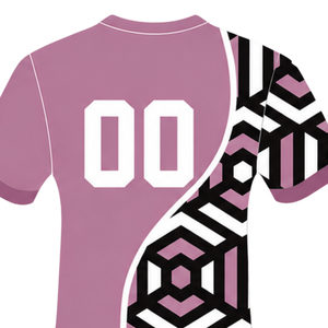 Dusty Rose <b>Black</b> <b>White</b> Geometric Rugby Jersey Short Sleeve Crew Neck Custom Breathable Training Athletic Team Sportswear - Product Image 4