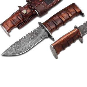 Couteau de chasse artisanal en acier Damas, lame pointue, manche en bois, épaisseur 0,6 mm, qualité DIY, prix de gros - Product Image 6