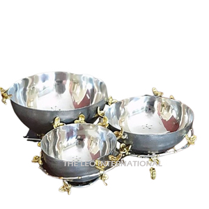 Bol à 3 compartiments en aluminium plaqué argent, style japonais moderne, pour servir des aliments, des fruits secs, décoration de la maison - Product Image 6