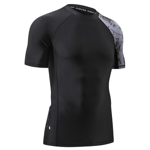 OEM Men Rash Guard <b>T</b> Shirt Compression Short Sleeve Swim Shirt UV Protection Bulk Supplier Factory Price - Product Image 3
