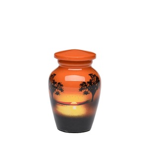 Urna Funeraria Azul Personalizada con Paisaje al Atardecer para Cenizas de Adultos, Hermosa Urna Grande de Aluminio con Tapa, Urna Decorativa - Product Image 4