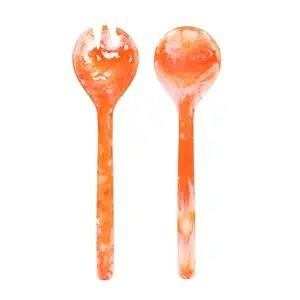 Juego de Servidores de Ensalada con Mango de Resina, Cuchara y Tenedor de Resina con Diseño de Espiral Acuática, para Uso en Cocina y Hotel por faizacraft - Product Image 6