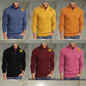 Pull d'hiver classique décontracté pour homme en laine, couleur unie, séchage rapide, respirant, coupe régulière, logo personnalisé, anti-rétrécissement, broderie - Product Image 5