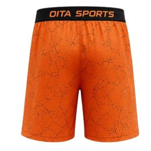 Bright Orange Black Speckled Print Athletic Sports <b>Shorts</b> with <b>Elastic</b> <b>Waistband</b> Lightweight Breathable Gym Training Performance - Product Image 2