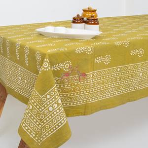 Nouveauté : Nappe rectangulaire en coton Dabu imprimée au bloc, motif floral, au meilleur prix pour la maison - Product Image 4