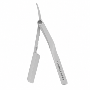 Navaja de Afeitar Recta Vintage Luminex Impex con Mango de Concha de Abulón y Acero al Carbono, Lista para Usar en Barberías y Salones - Product Image 1