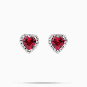 Pendientes de Moissanita con Corte Corazón, Plata de Ley 925, Claridad VVS, para Mujer - Product Image 1
