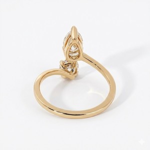 แหวนทองคำแท้ 14K/18K แบบ Toi Et Moi แหวนหมั้นเพชรแท้เพาะเลี้ยงในห้องปฏิบัติการ 0.75 กะรัต รูปทรงลูกแพร์ และ 0.50 กะรัต เพชรทรงกลม แหวนแบบเปิด - Product Image 6