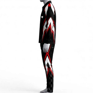 Survêtement pour homme noir, rouge et blanc avec impression par sublimation, manches longues, demi-zip, pantalon de jogging sportif avec poches latérales, vêtements d'automne - Product Image 5