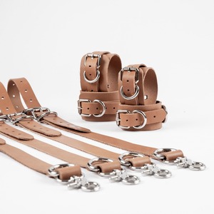 Hot Selling Genuine Leather Adjustable Unisex Bed Restraints Harness Straps Custom Metal Buckle <b>Bondage</b> Cuffs Belt <b>Set</b> RTTS-0128 - Product Image 5