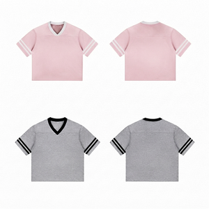 Camiseta de Fútbol Americano Corta Color Rosa Claro, Cuello en V, Sublimada, Unisex, 100% Poliéster, Tejido de Malla Transpirable, Personalizable - Product Image 1
