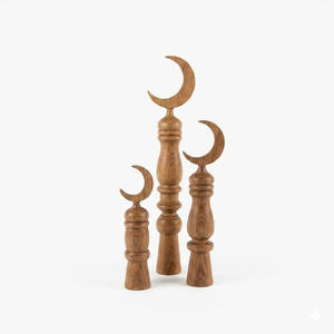 Juego de Adornos de Madera con Forma de Luna Creciente Árabe, Realza el Interior de tu Hogar Moderno con una Estética Natural Elegante y Única - Product Image 3