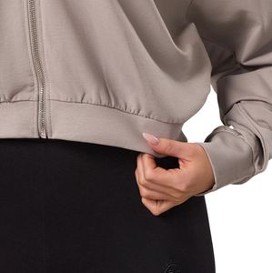 Lightweight Light Beige Full <b>Zip</b> Crop Hoodie for Women Loopback Fleece Cropped Hooded <b>Jacket</b> Casual <b>Gym</b> Travel Activewear - Product Image 4