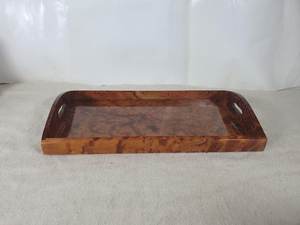 Grand plateau en bois fait main, en bois de thuya, plateau de service décoratif avec poignées, plateau rustique pour table basse - Product Image 5