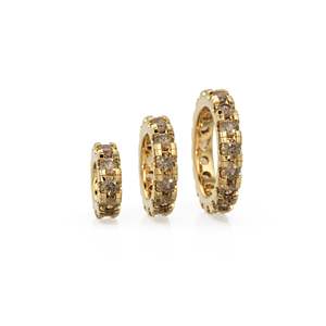Breloque ronde en or 14 carats avec quartz fumé, breloque en forme de roue de quartz, support de breloque rond, connecteur de bande éternité en quartz fumé rond - Product Image 1