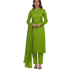 Ensemble Salwar Kameez en Rayonne Turquoise pour Femme, Tenue Traditionnelle Indienne et Pakistanaise Longue, Décontractée, Coupe Classique, Infroissable - Product Image 5