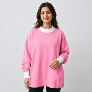 Pull-over col montant léger en molleton de coton pour femme, prix abordable, logo personnalisé, épaules tombantes, usage quotidien hiver, fabricant OEM ODM - Product Image 1