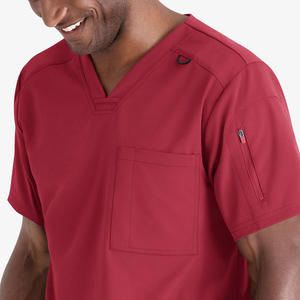 Comfortable Cotton Medical <b>Scrub</b> <b>Top</b> for Men Knitted Fabric Stretchy Hospital Uniforms Nursing Surgical Workwear - Product Image 3
